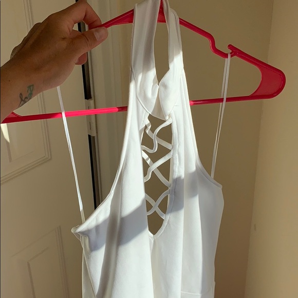 White Express skater dress w choker lace up halter - Picture 4 of 6